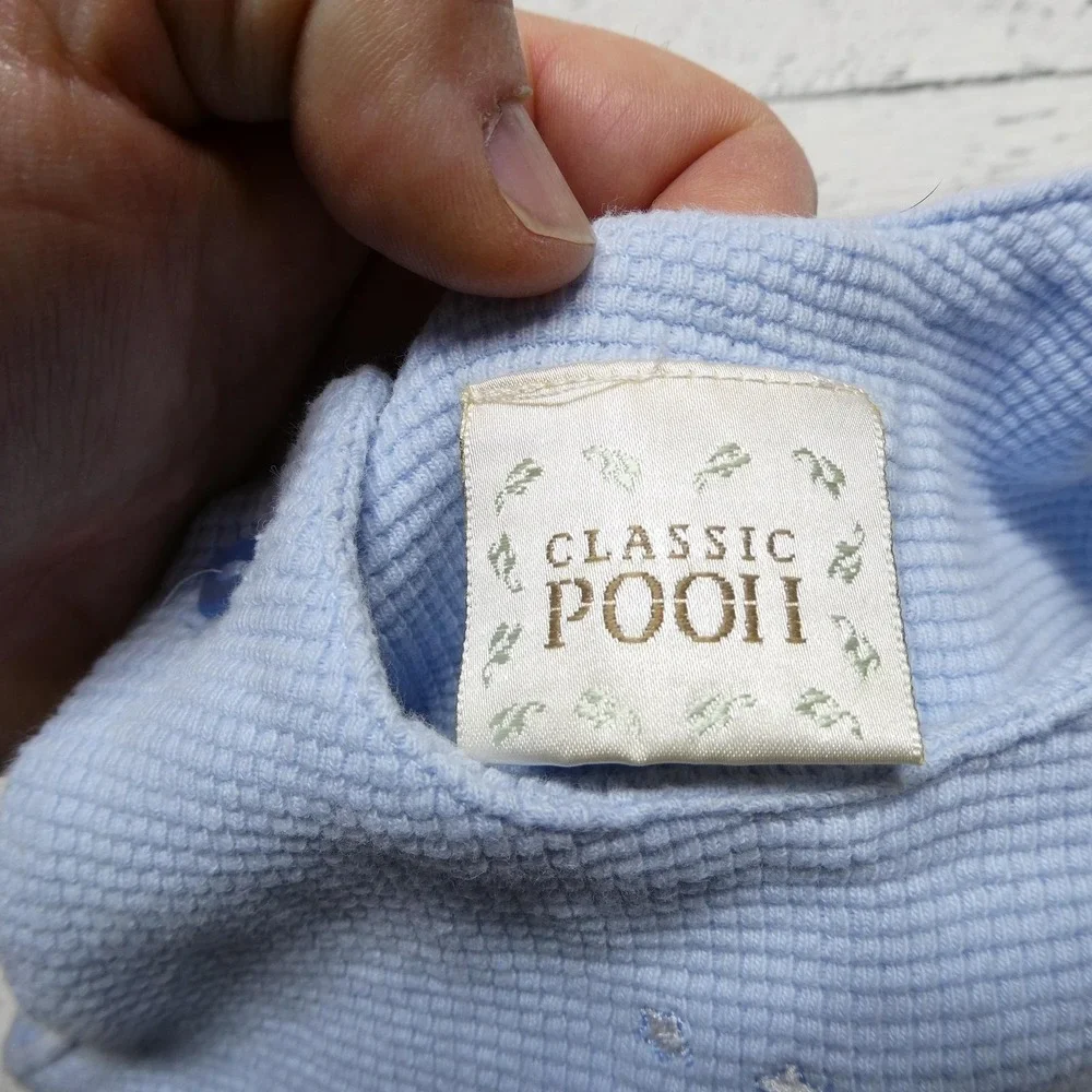 Classic Pooh Overalls Baby Boys 0-3 Months Blue Knit Footed Winnie The Pooh